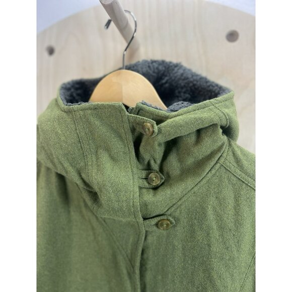 Patagonia Merino Wool Blend Hooded Jacket Reversible Green Gray Quilted Size M - Picture 2 of 16